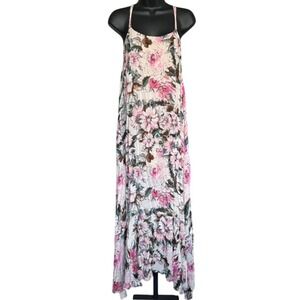 Plenty by Tracy Reese Floral Maxi Dress Sz XS Pink White Boho Gypsy Flowy Sheer